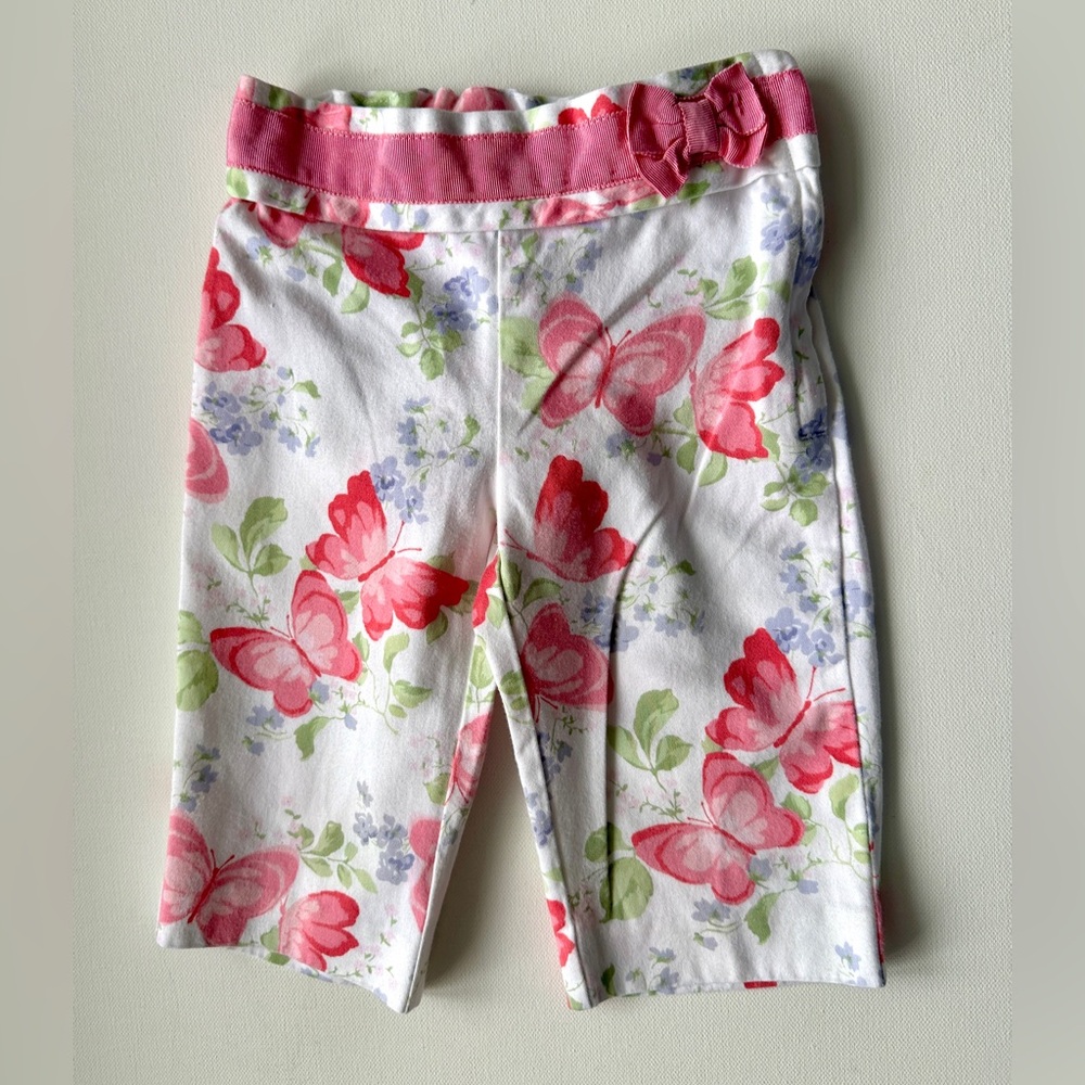 Janie & Jack girl’s pant | color white and pink butterfly print | size 18-24M.